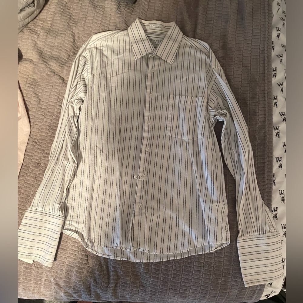 Linea Dome Chemise Men’s Large 16.5” Striped Button Down Collared Shirt